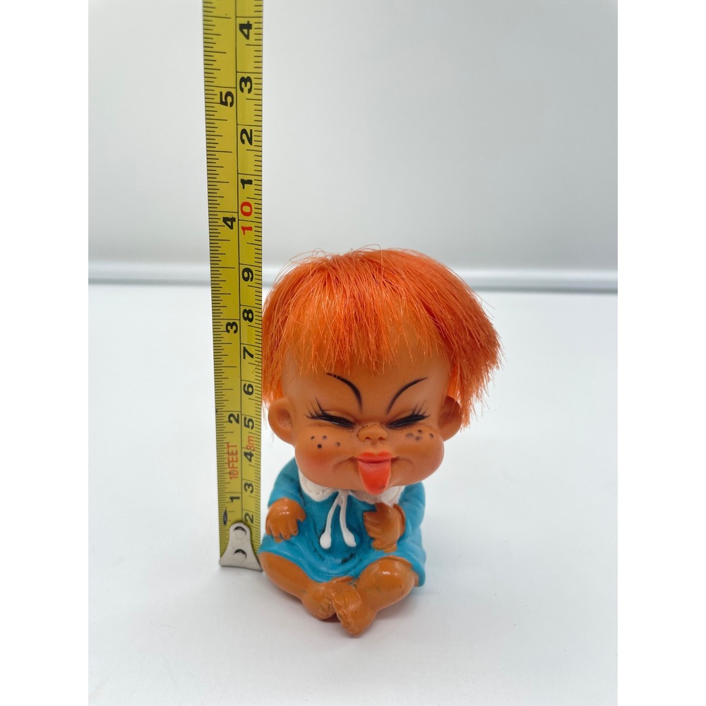 Vintage 1960's Moody Cutie Red Hair Girl Toy Korea Tongue Out Freckles